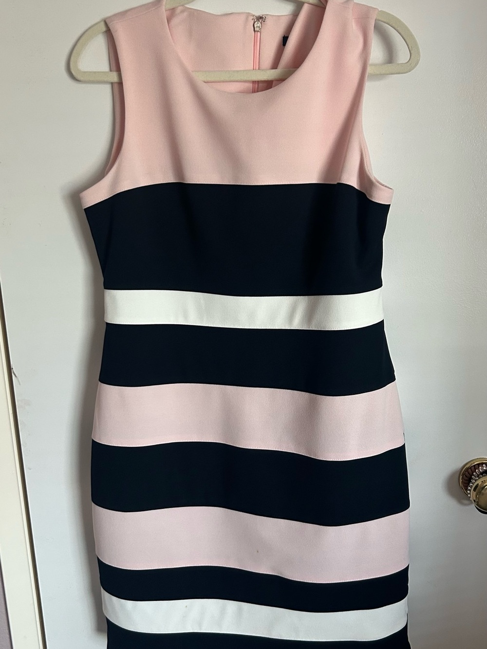 Tommy Hilfiger Pink, Black & White Striped Sheath Dress